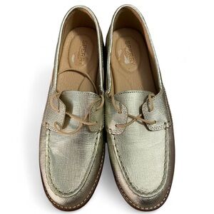 NWOT Sperry Shimmering Gold Boat Shoes